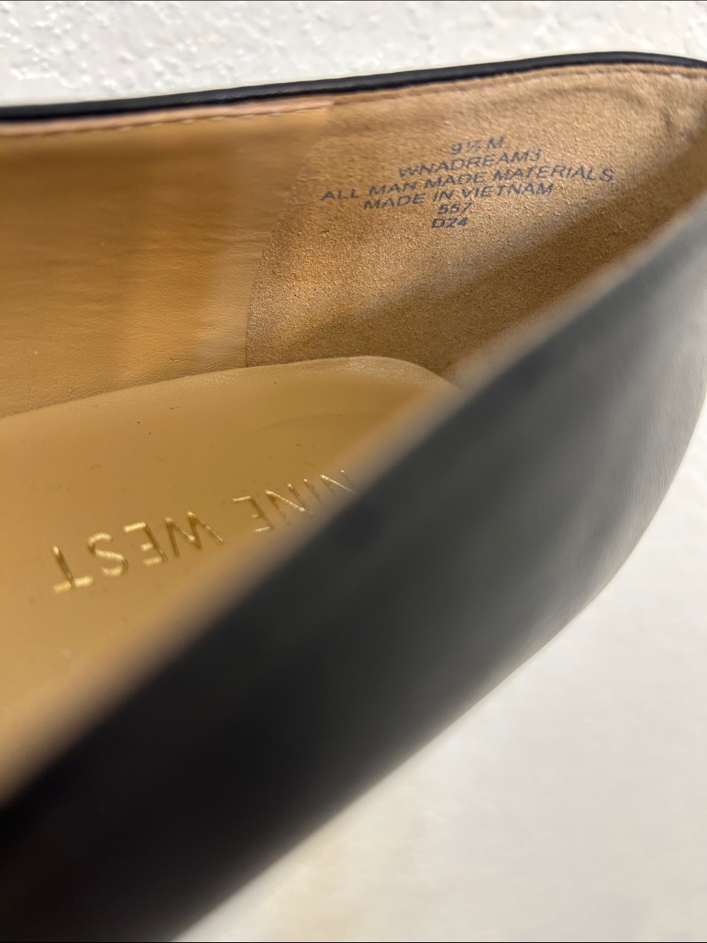 Nine West Black Pointed Leather Slip-On Flats - Picture 5 of 7